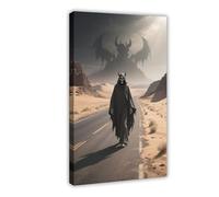 WOPIYNAG Death Strolls Along The Desert Highway, Evil Spirits Canvas Poster Wall Art Print Picture Paintings 12x18inch(30x45cm)