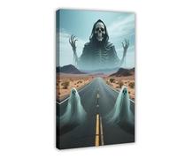 WOPIYNAG Death Strolls Along The Desert Highway, Evil Spirits Canvas Poster Wall Art Print Picture Paintings 12x18inch(30x45cm)