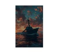 WOPIYNAG Dramatic Naval Destroyer Canvas Poster Bedroom Decor Landscape Decor Gift 08x12inch(20x30cm)