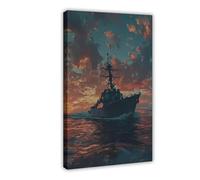 WOPIYNAG Dramatic Naval Destroyer Canvas Poster Bedroom Decor Landscape Decor Gift 24x36inch(60x90cm)
