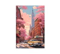 WOPIYNAG Empire State Building, Cherry Blossoms Canvas Poster Wall Art Print Picture Paintings 08x12inch(20x30cm)