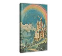 WOPIYNAG Fairytale Castle Postcard Canvas Poster Wall Art Print Picture Paintings 24x36inch(60x90cm)