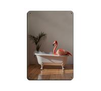 WOPIYNAG Flamingo Animal in Bathtub Retro Poster Metal Tin Sign Chic Art Retro Iron Painting Bar People Cave Cafe Family Garage Poster Wall Decoration 8x12inch(20x30cm)