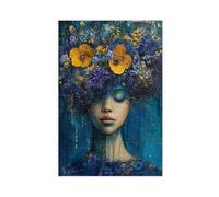 WOPIYNAG Floral Dreams in Indigo Depths Canvas Poster Bedroom Decor Landscape Decor Gift 20x30inch(50x75cm)