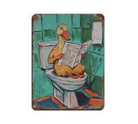WOPIYNAG Funny Duck on Toilet Reading Newspaper Bathroom Tin Sign Vintage Metal Pub Club Cafe Bar Home Wall Art Decoration Poster Retro 12x16inch(30x40cm)