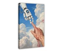 WOPIYNAG Genesis AI Robot Touches Humans Canvas Poster Wall Art Print Picture Paintings 16x24inch(40x60cm)