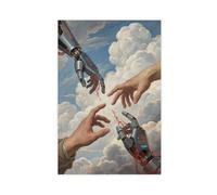 WOPIYNAG Genesis AI Robot Touches Humans Canvas Poster Wall Art Print Picture Paintings 24x36inch(60x90cm)