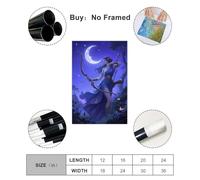 WOPIYNAG Greek Goddess of Hunting, Moon, And Nature Canvas Poster Bedroom Decor Landscape Decor Gift 24x36inch(60x90cm)