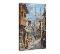 WOPIYNAG Historic Ottoman Street with Bustling Activity Canvas Poster Bedroom Decor Landscape Decor Gift 16x24inch(40x60cm)