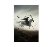 WOPIYNAG Hunting European Myths, Ghost Riders Canvas Poster Bedroom Decor Landscape Decor Gift 12x18inch(30x45cm)