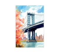 WOPIYNAG Manhattan Bridge NYC Canvas Poster Wall Art Print Picture Paintings 16x24inch(40x60cm)