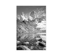 WOPIYNAG Mount Fitz Roy Black And Canvas Poster Bedroom Decor Landscape Decor Gift 08x12inch(20x30cm)