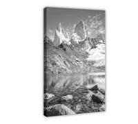 WOPIYNAG Mount Fitz Roy Black And Canvas Poster Wall Art Print Picture Paintings 20x30inch(50x75cm)