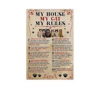 WOPIYNAG My House My Cat My Rules Poster Canvas Poster Wall Art Print Picture Paintings 12x18inch(30x45cm)
