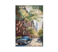 WOPIYNAG NYC Brownstone Street Canvas Poster Wall Art Print Picture Paintings 20x30inch(50x75cm)