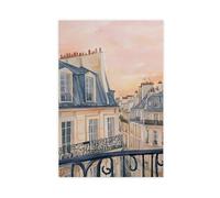 WOPIYNAG Paris Rooftop Sunset Poste Canvas Poster Wall Art Print Picture Paintings 08x12inch(20x30cm)