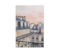 WOPIYNAG Paris Rooftop Sunset Poster, Canvas Poster Wall Art Print Picture Paintings 08x12inch(20x30cm)