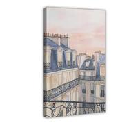 WOPIYNAG Paris Rooftop Sunset Poster, Canvas Poster Wall Art Print Picture Paintings 12x18inch(30x45cm)