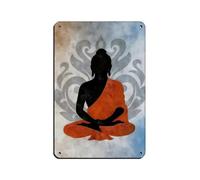 WOPIYNAG Peaceful Buddha Silhouette in Orange And Gra Tin Sign Vintage Metal Pub Club Cafe Bar Home Wall Art Decoration Poster Retro 8x12inch(20x30cm)