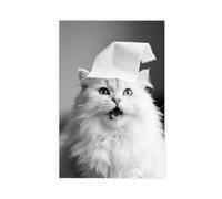 WOPIYNAG Persian Cat with Toilet Paper on Its Head Canvas Poster Wall Art Print Picture Paintings 12x18inch(30x45cm)