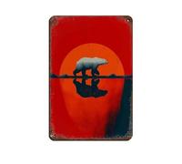 WOPIYNAG Polar Bear Sunset Print. Tin Sign Vintage Metal Pub Club Cafe Bar Home Wall Art Decoration Poster Retro 8x12inch(20x30cm)
