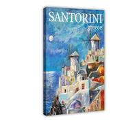 WOPIYNAG Santorini Greece Vintage Travel Poster Canvas Poster Wall Art Print Picture Paintings 08x12inch(20x30cm)