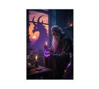 WOPIYNAG The Alchemist with A Long Beard at Dusk Canvas Poster Bedroom Decor Landscape Decor Gift 08x12inch(20x30cm)