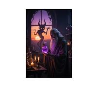WOPIYNAG The Alchemist with A Long Beard at Dusk Canvas Poster Bedroom Decor Landscape Decor Gift 08x12inch(20x30cm)