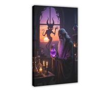 WOPIYNAG The Alchemist with A Long Beard at Dusk Canvas Poster Bedroom Decor Landscape Decor Gift 24x36inch(60x90cm)