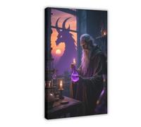 WOPIYNAG The Alchemist with A Long Beard at Dusk Canvas Poster Wall Art Print Picture Paintings 20x30inch(50x75cm)