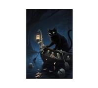 WOPIYNAG The One-Eyed Black Cat of The River Styx Canvas Poster Bedroom Decor Landscape Decor Gift 16x24inch(40x60cm)