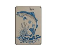 WOPIYNAG Vintage Fish Print, Fly Fishing (2) Retro Poster Metal Tin Sign Chic Art Retro Iron Painting Bar People Cave Cafe Family Garage Poster Wall Decoration 8x12inch(20x30cm)