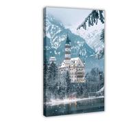 WOPIYNAG Winter Fairytale Castle Canvas Poster Wall Art Print Picture Paintings 08x12inch(20x30cm)