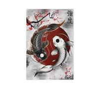 WOPIYNAG Yin And Yang Japanese Koi Canvas Poster Bedroom Decor Landscape Decor Gift 20x30inch(50x75cm)