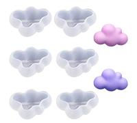 WOPODI 6 Pieces Cloud Shape Chocolate Silicone Mold Mousse Fondant Ice Cube 3D Clouds Mould Pudding Candy Soap Candle Epoxy Resin Molds Baking Cake Decoration DIY Casting Clay Mold Tools