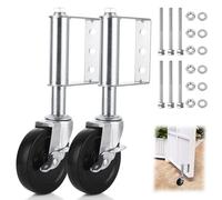 WOPPLXY 2 PCS 100mm Gate Wheel - 4 Inch Heavy Duty Gate Wheel Spring Loaded Swivel Gate Castor Wheel - Silver Gate Wheels with Brake
