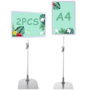 WOPPLXY 2 PCS A4 Sign Holder Display Stand, Adjustable Poster Stand Floor Display Stands, Replaceable Advertising Stand Sign Holder with Stable Metal Base