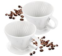 WOPPLXY 2 PCS Ceramic Coffee Dripper, White Pour Over Coffee Maker Reusable, Porcelain Slow Brewing Coffee Filter Cup with 3 Holes for Home, Cafe, Restaurant
