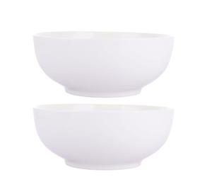 WOPPLXY 2 PCS Large Salad Bowl, 1400ML Porcelain Big White Serving Bowl Cereal Bowl, 8 Inch Ceramic Solid Pho Soup Bowl Serving Dishes Breakfast Bowl