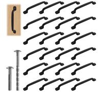 WOPPLXY 24 PCS Cabinet Drawer Handles - 128mm Hole Center, 160mm Pull - Matt Black Kitchen Cupboard Door Handles - Zinc Alloy for Bedroom, Bathroom