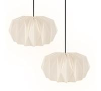 WOPPLXY 2PCS Paper Ceiling Lampshade - White Pumpkin Shape 43x25CM Light Shade - Origami Lampshade for Home Decoration, Bedroom Atmosphere