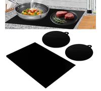 WOPPLXY 3 PCS Induction Hob Protector Mat 78x52CM, Silicone Induction Hob Cover Rectangle and Round, Heat Resistant Stove Cover Cooktop Electric Cooker Protector(1Rectangle + 2Round)