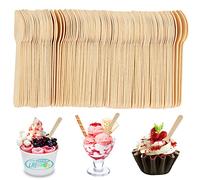 WOPPLXY 300PCS Disposable Mini Teaspoons - 4.3inch Small Wooden Spoons for Ice Cream, Dessert, Party, Craft