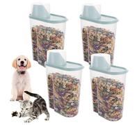 WOPPLXY 4-Pack 2.5L Clear Pet Food Storage Containers with Measuring Cup, Portable Pour Spout, Airtight Seal, Dry Food