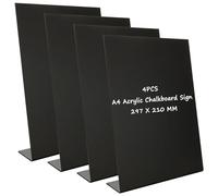 WOPPLXY 4 PCS Desktop Chalkboard - 297x210MM Acrylic L Standard Desk Chalk Board A4 Blackboard - Menu Board for Store, Restaurant, Display, Decoration