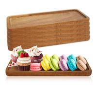 WOPPLXY 6 PCS Acacia Wooden Serving Platter Tray - 28 x 10CM Rectangle Wood Serving Boards for Food, Appetizer, Decor