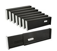 WOPPLXY 8 PCS Adjustable Drawer Dividers - 27-45cm Expendable Drawer Organiser - Black Plastic Drawer Dividers for Clothes, Kitchen, Office