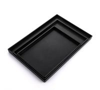 WOPPLXY Rectangular Serving Tray Set of 3, Reusable Plastic Serving Black Tray, Snack Dinner Kitchen Trays for Food Serving