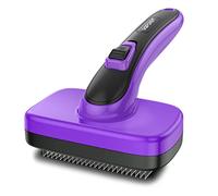 WOPQAEM Dog Brush, Self Cleaning Slicker Dog Brush for Shedding & Grooming Short or Long Haired Cats, Furminator for Pets, Purple