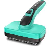 WOPQAEM Dog Brush, Self Cleaning Slicker Dog Brush for Shedding & Grooming Short or Long Haired Cats, Furminator for Pets, Green